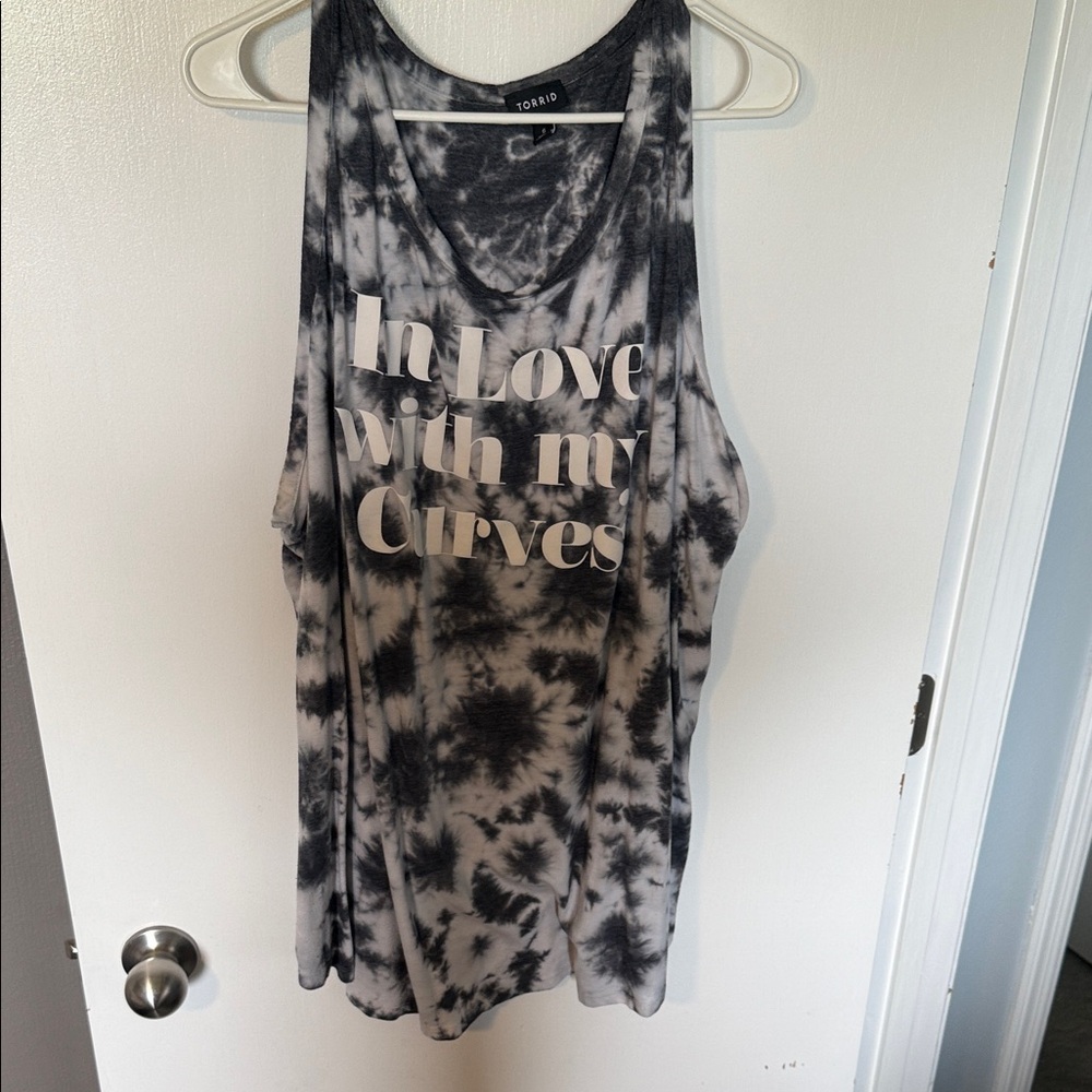 Torrid Black and White Tie-Dye Tank Top